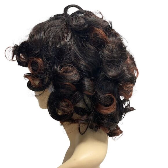 Synthetic Wig Women’s Curls New Without Tags Dark Brown with reddish ends - Picture 10 of 11